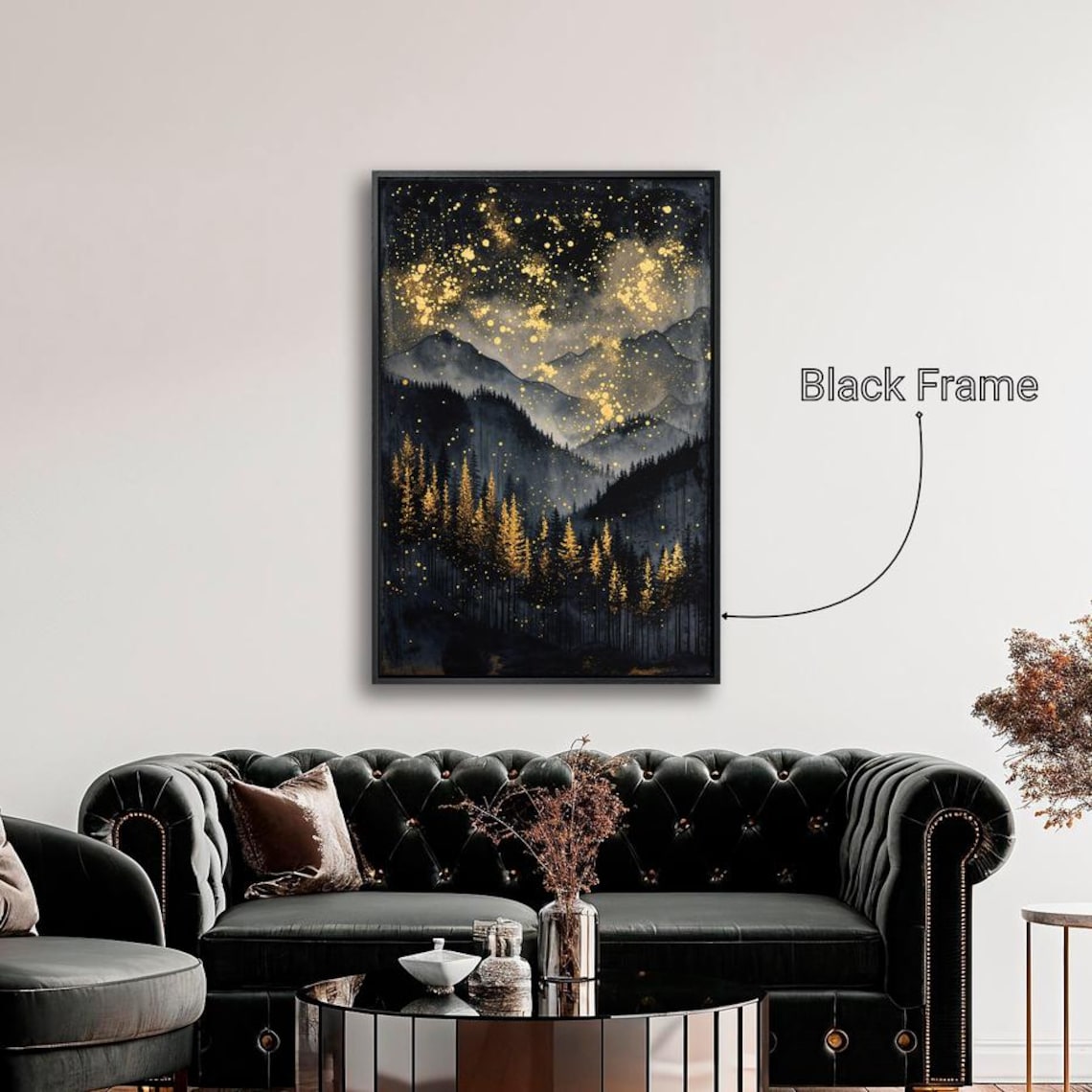 Mystical Starry Night Abstract Mountains Wall Art Print - Image 5