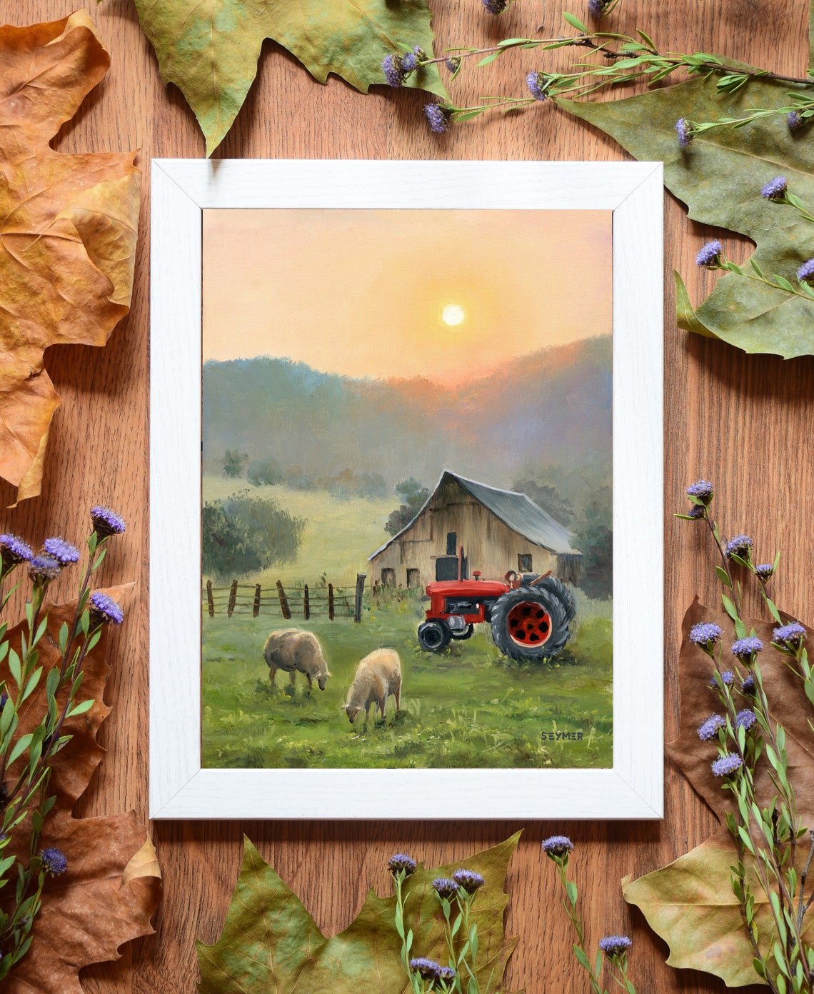 Farm Painting Country House Original Barn Landscape Art Rural Life Artwork Art Farmhouse Wall Art Decor Framed Painting Country Folk - Image 2