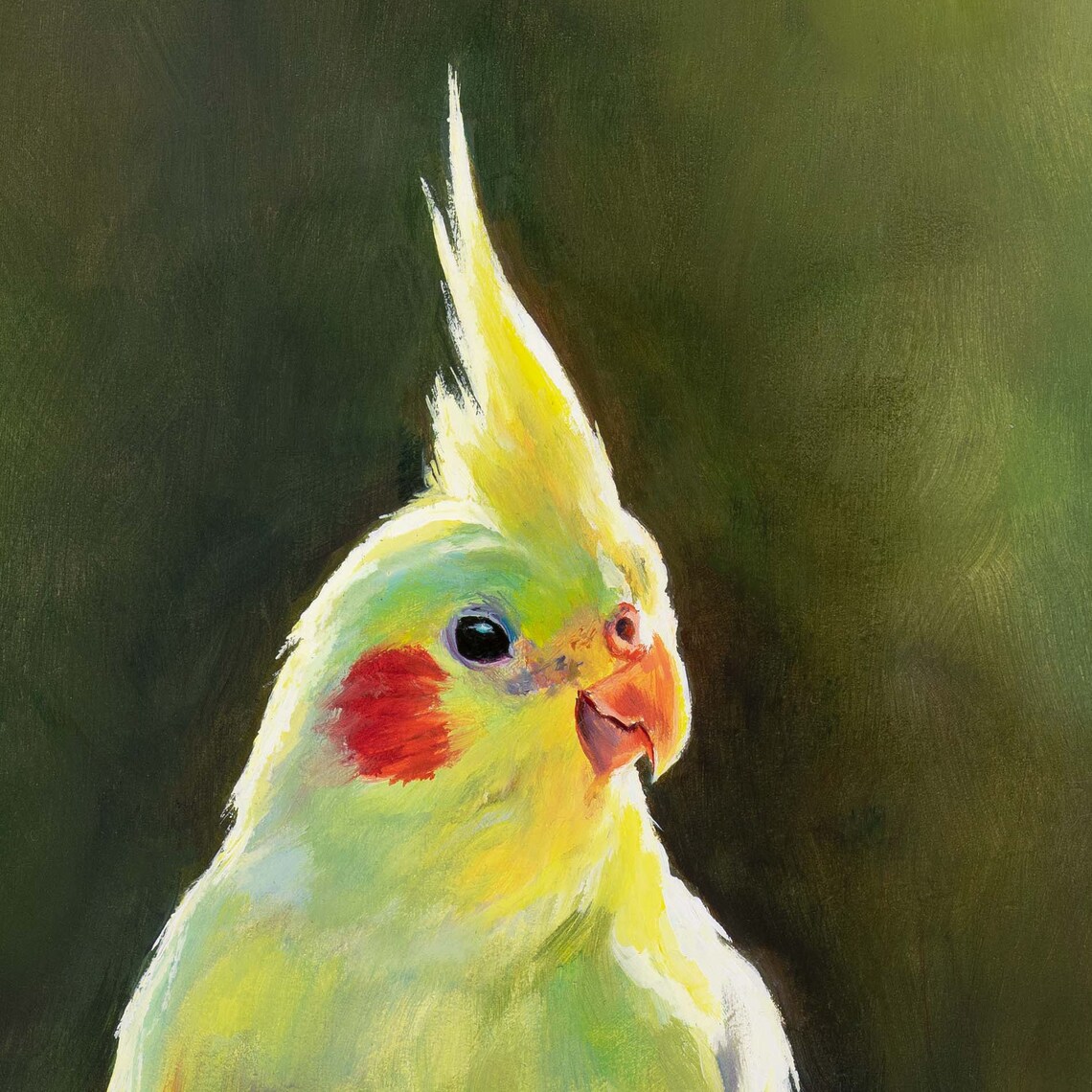 Lutino Cockatiel Parrot Perched on a Branch with Yellow Crest Poster - Image 2