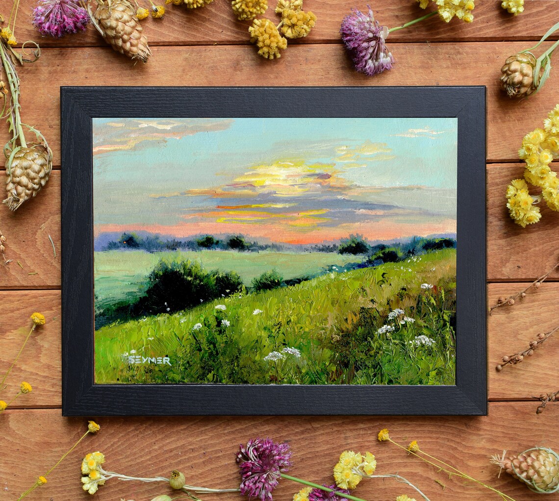 Tuscany Meadow Summer Landscape Oil Art Print - Image 6