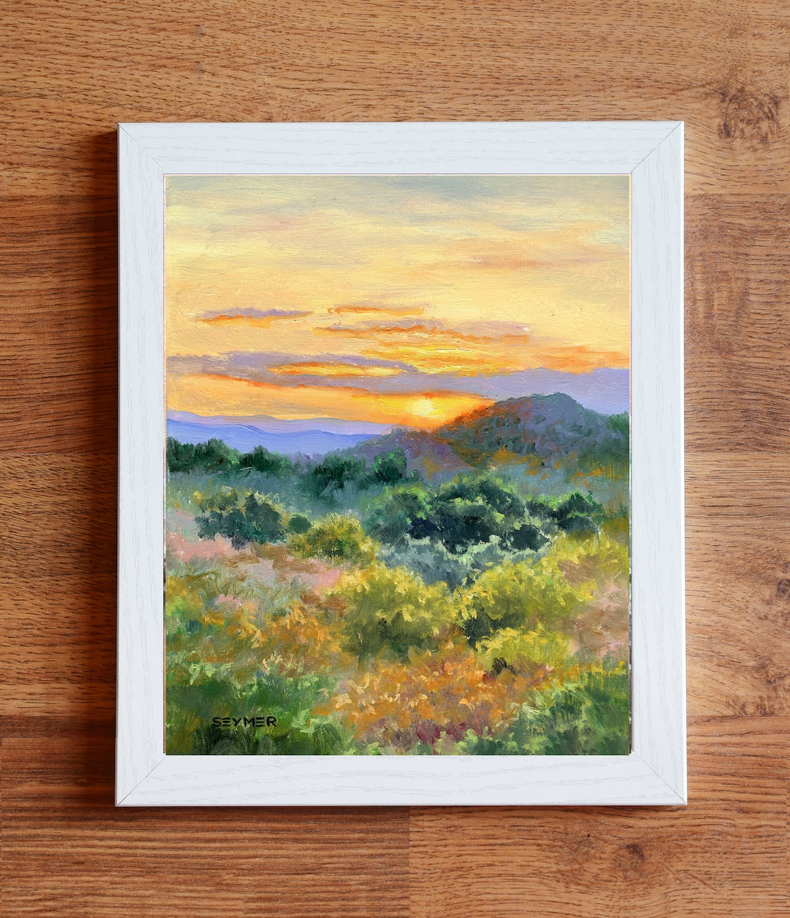 Landscape Meadow Sunset Oil Painting Art Print - Image 2