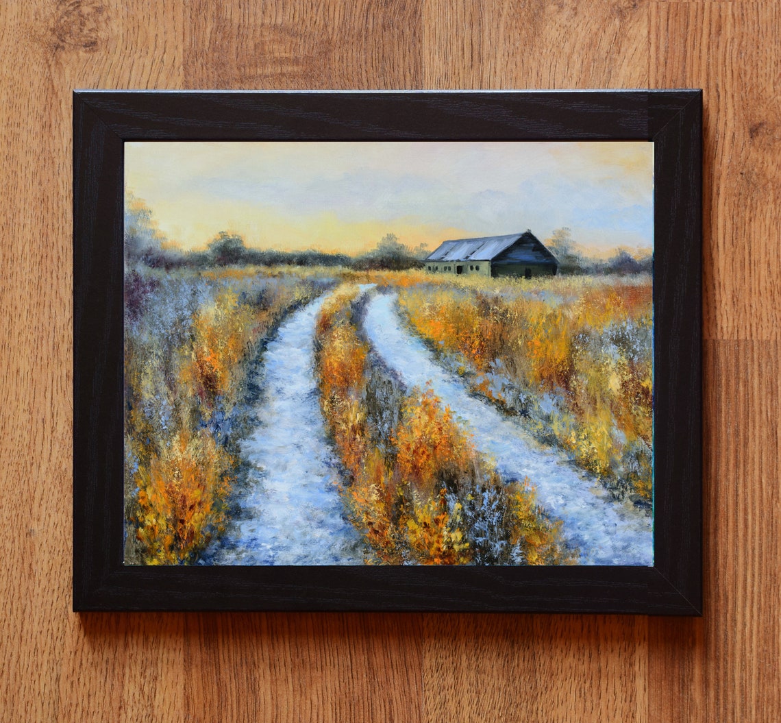 Old Barn Farmhouse Art Print Idaho Landscape Farmhouse Snowy Rustic Farm Moody Winter Country Snow Homestead Road Snow Art Snowy Path