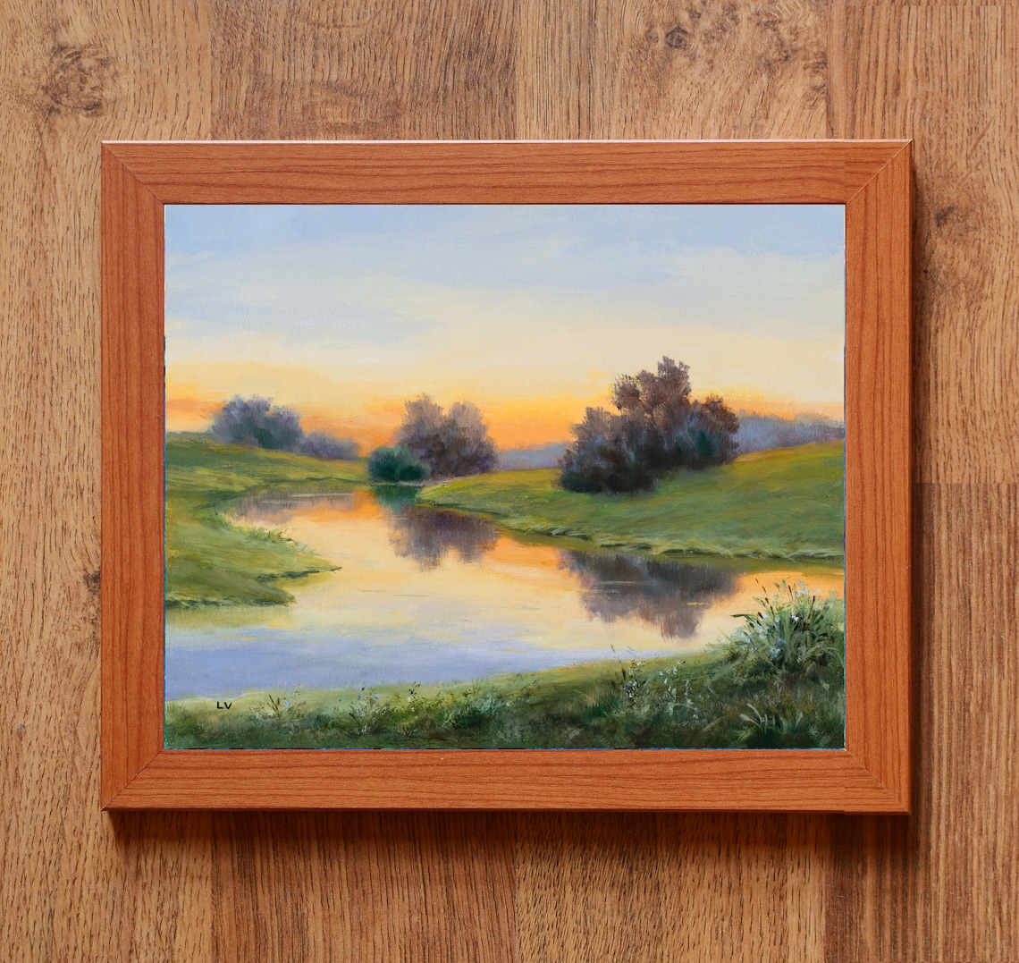 Sunrise River Landscape Oil Painting Art Print - Image 5