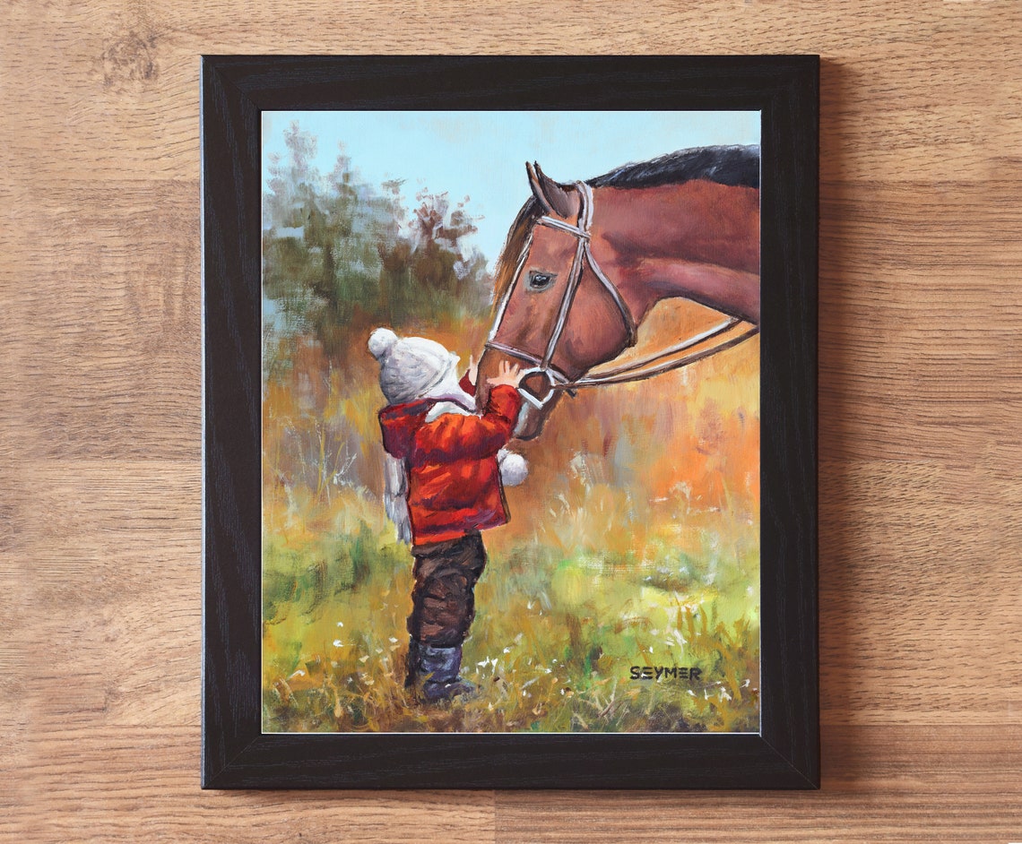 Small Toddler in a Red Coat Petting a Gentle Brown Horse Poster - Image 6