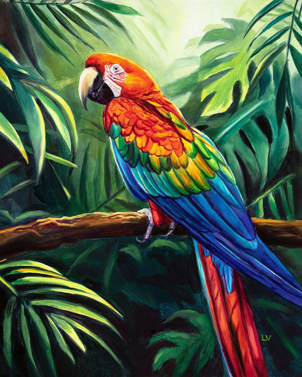 Scarlet Macaw Oil-Painting Art Print, Boho Eclectic - Image 6