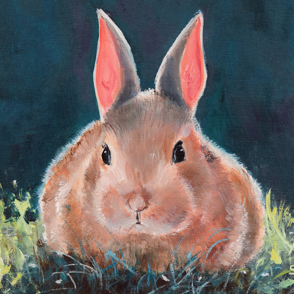 Cute Baby Bunny Peeking Straight Out of the Green Grass Poster - Image 5
