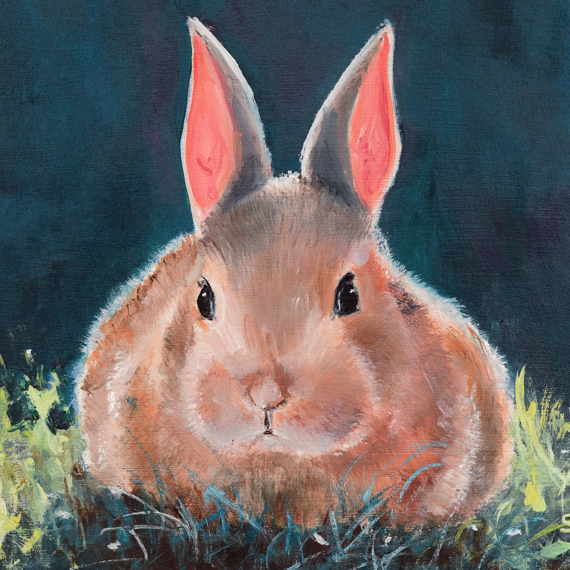 Farm Animal Bunny Nursery Art Painting Rabbit Oil Painting Baby Room Wall Decor Animal Art Animal Lover Gift Bunny Baby Shower Gift - Image 5