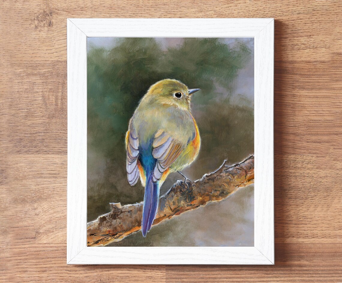 Colorful Songbird On Branch Realistic Wildlife Oil Painting Poster - Image 5