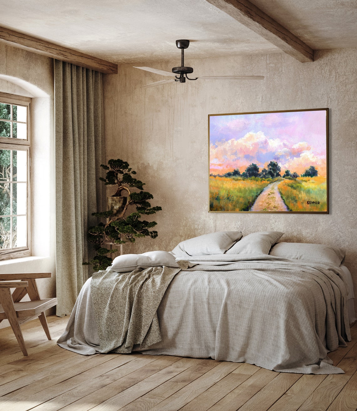 Summer Landscape Art Print Alabama Countryside Painting Sky And Clouds Artwork Ceerful Summer Day Path With Trees Homestead Wall Decor - Image 4