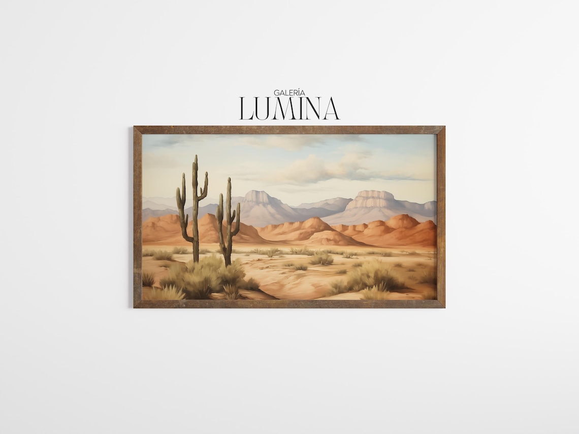 Muted Southwestern Desert Saguaro Cactus Landscape Arizona Poster - Image 3