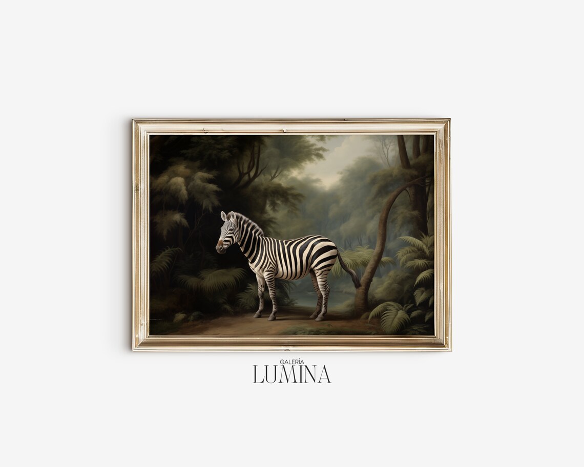 Zebra In The Woods, Vintage Animal Safari Art Print - Image 2