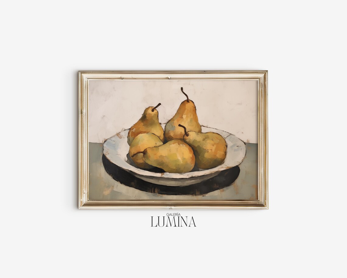 Expressionist Pears Still Life, Kitchen Shelf Art Print - Image 2