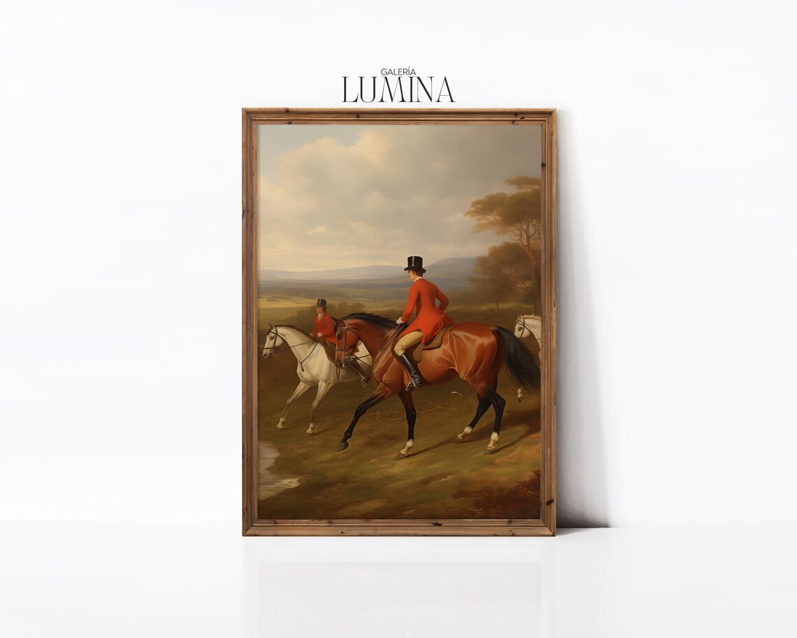 English Fox Hunt Riders In Red Coats Victorian Hunting Painting Poster - Image 3