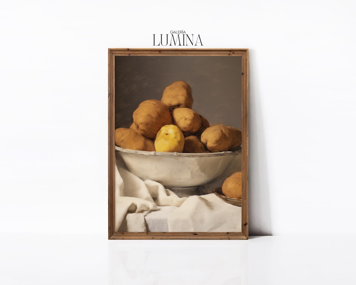 Bowl of Potatoes Still Life, Rustic Kitchen Art Print - Image 3