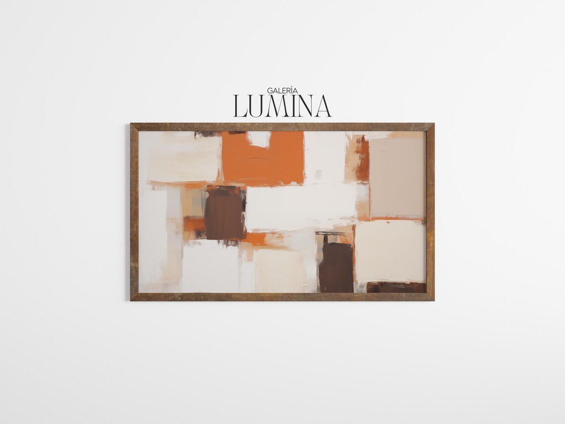 Neutral Earth Tone Abstract With Cream Rust And Brown Brushwork Poster - Image 3