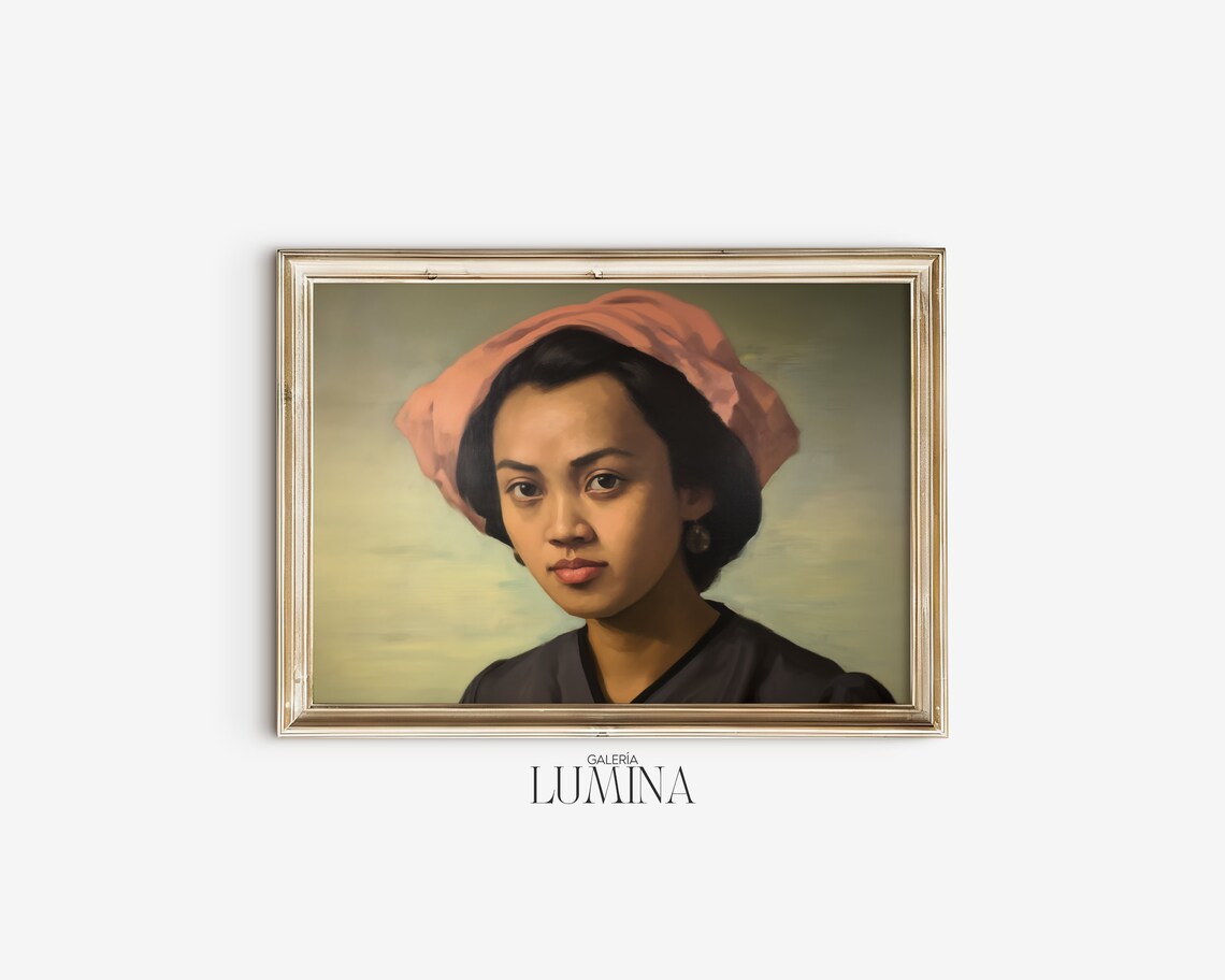 Woman in Pink Headscarf Original Realistic Oil Portrait Poster - Image 2