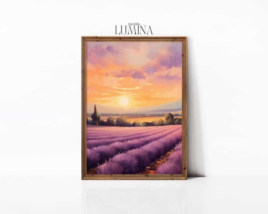 Provence Lavender Field Sunset Purple Landscape France Poster - Image 2