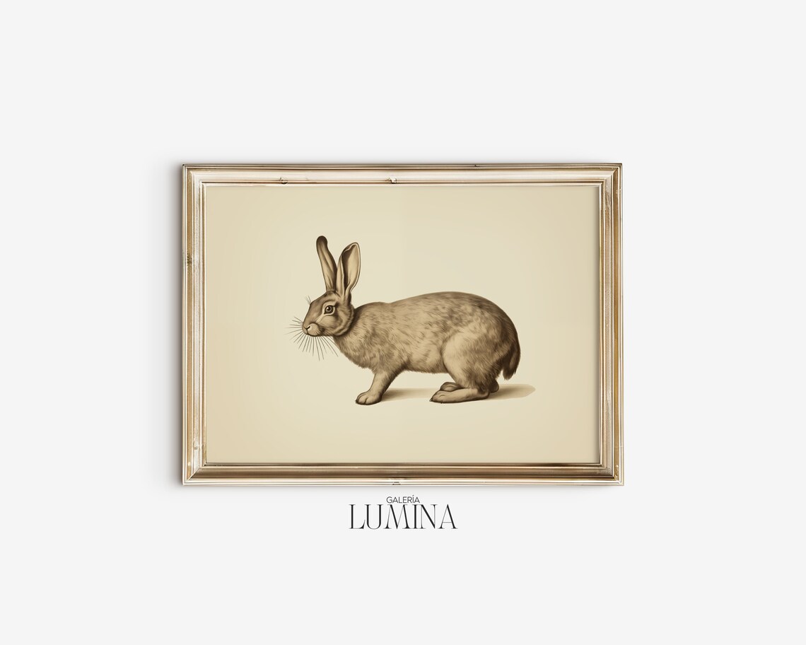 Vintage Hare Drawing Antique Rabbit Etching Style Animal Poster - Image 2