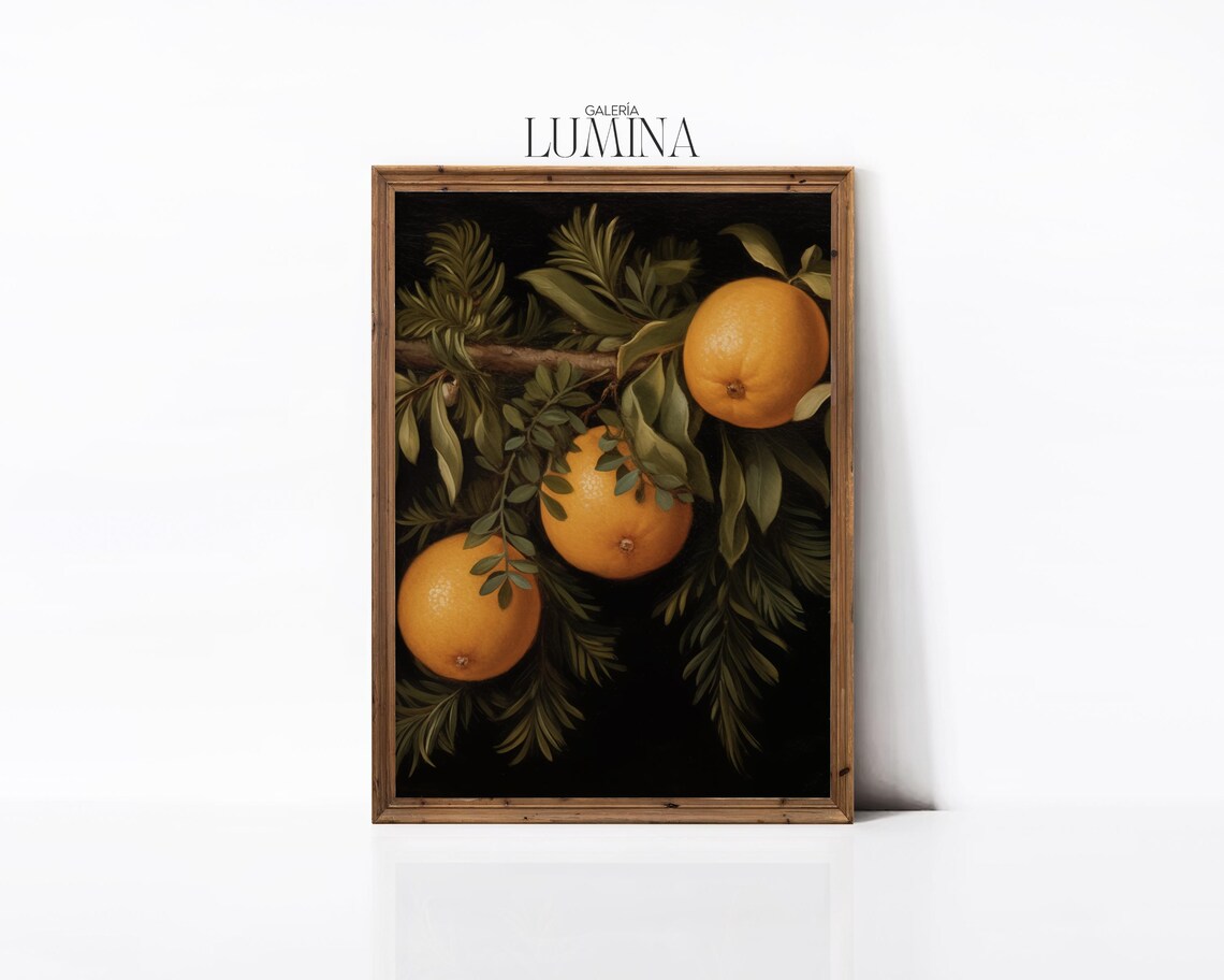 Vintage Orange Garland Christmas Botanical Art Print - Image 2