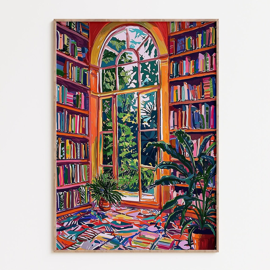 Matisse-Inspired Bookshelf Room With Plants Poster - Image 3