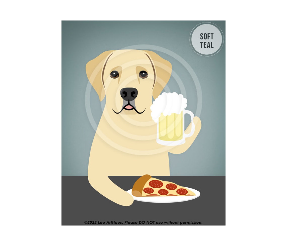 Yellow Labrador Retriever Beer Mug Pepperoni Pizza Funny Dog Poster - Image 4