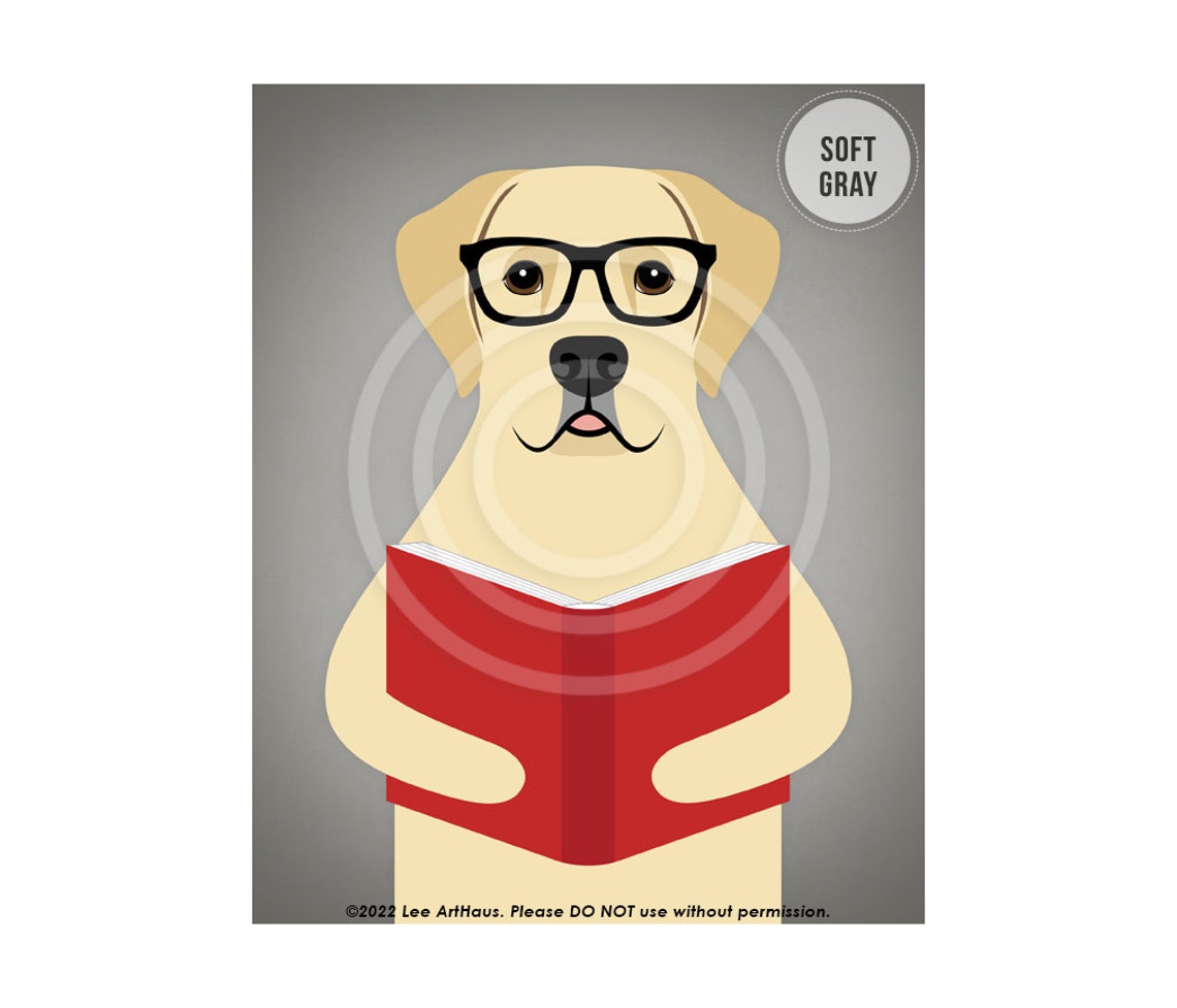 Yellow Labrador Retriever Glasses Reading Red Book Cute Dog Poster - Image 3