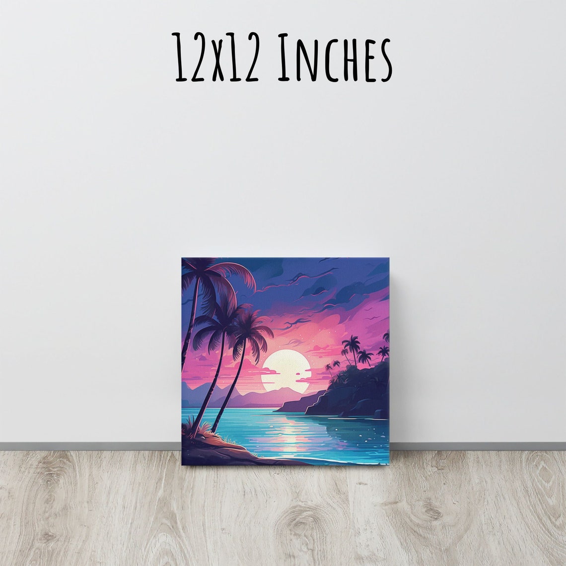 Tropical Beach Sunset Palm Trees Ocean Waves Lofi Aesthetic Art Poster - Image 3