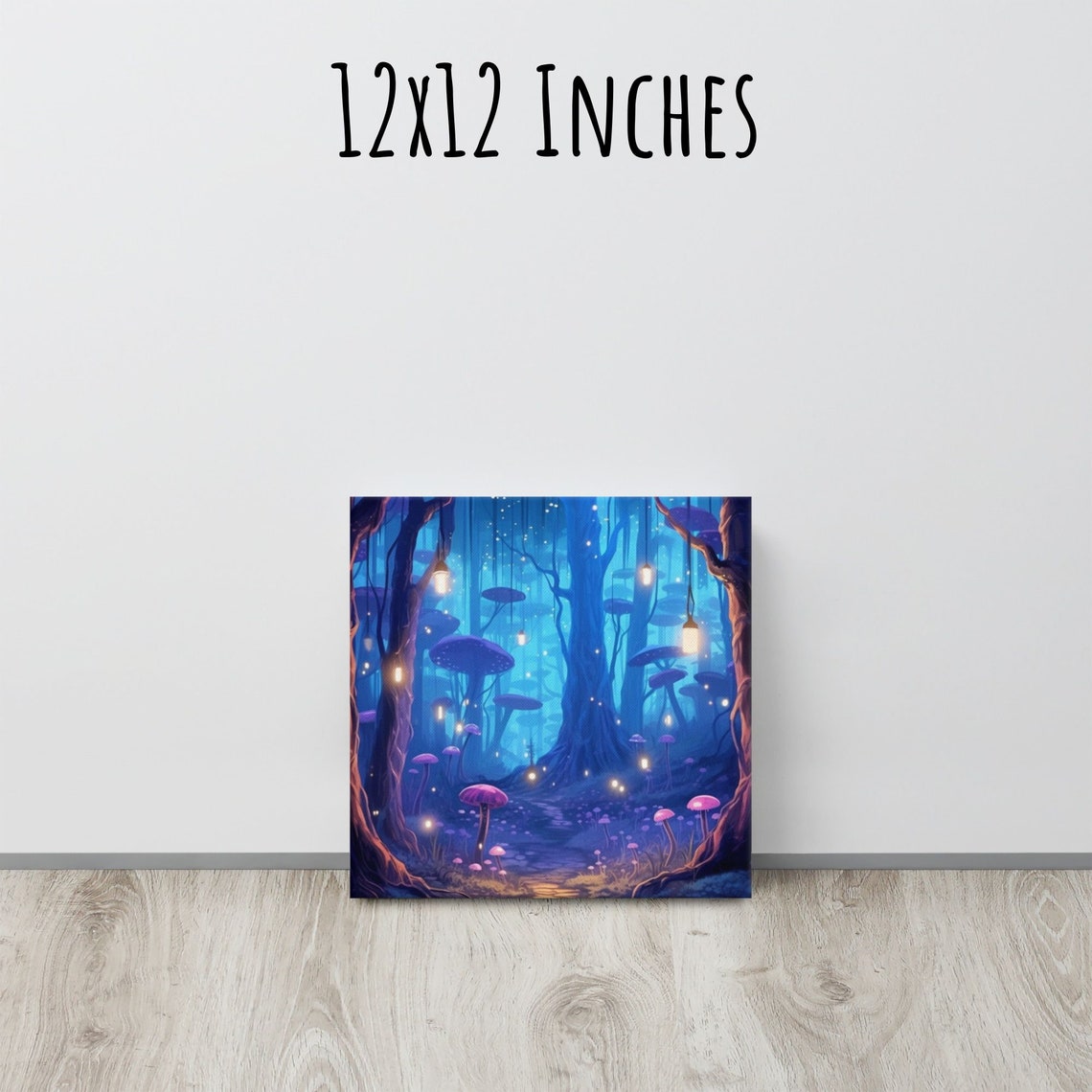 Glowing Mushroom Forest Night Lanterns Whimsical Lofi Bedroom Wall Art - Image 2