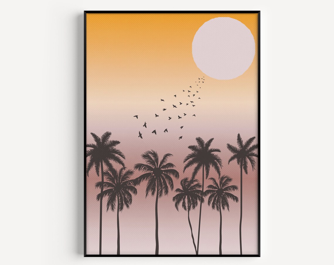 Palm Tree Wall Beach Scandinavian Pink Minimalist Art Print
