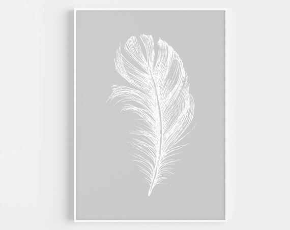 Feather Wall Art Print, Minimalist Modern