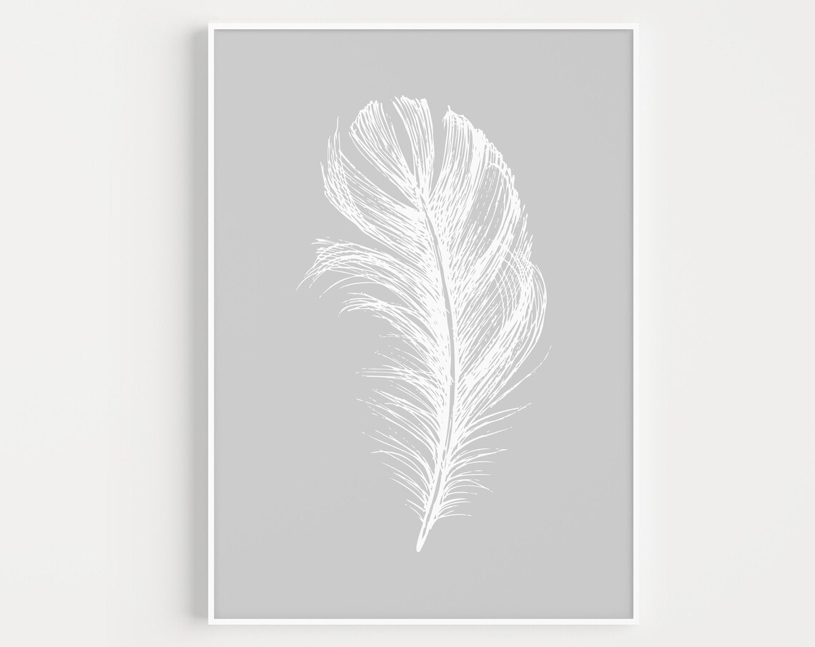 Feather Wall Art Print, Minimalist Modern