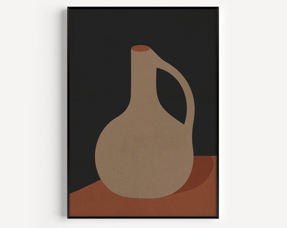 Vase Print Minimalist Neutral Wall Art Ceramic Abstract Rustic Gallery