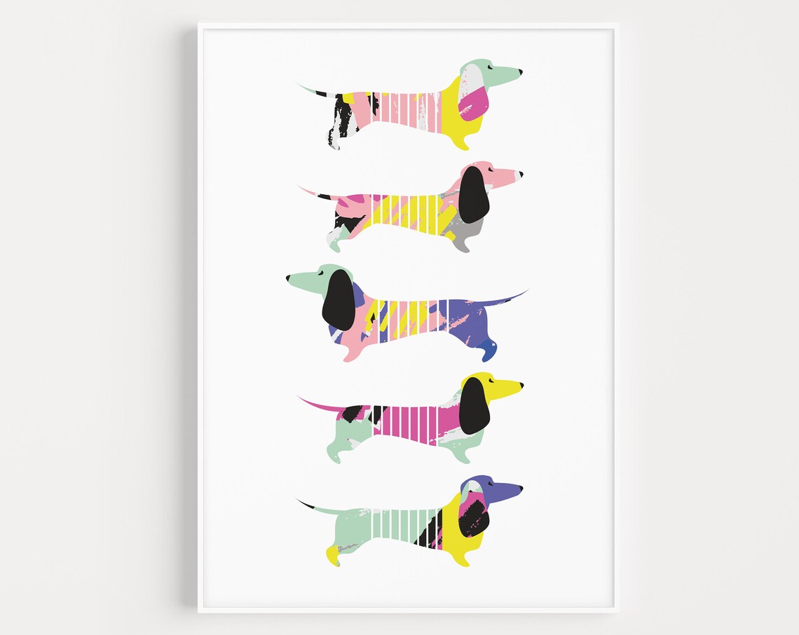 Dachshund Minimalist Art Print, Scandinavian Decor