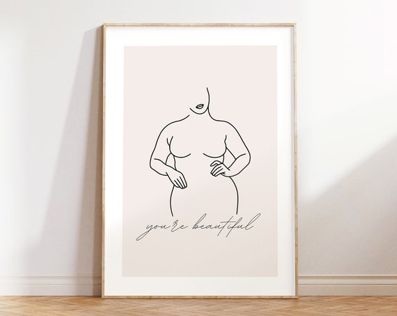 Love Your Body Wall Art Body Positivity Poster Positive Self Art Print Self Love Affirmation Body Line Art