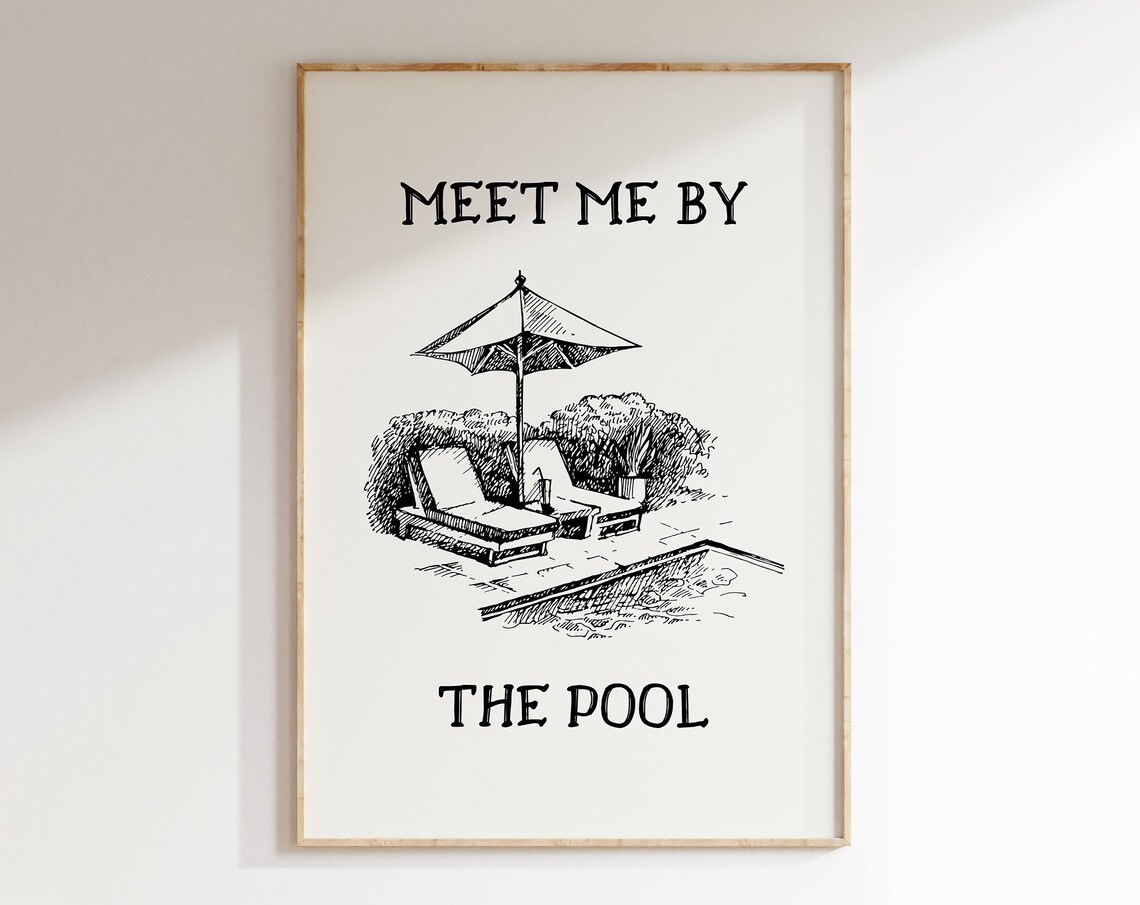Meet Me By The Pool Vintage Poster Print