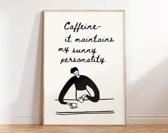 Trendy Coffee Print Barista Poster Cute Coffee Art Caffeine Prints Coffee Bar Decor Coffee Corner Station Coffee Shop