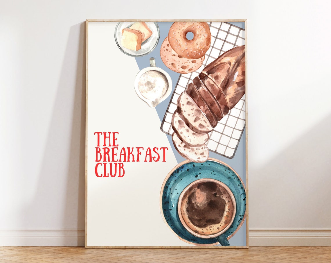 The Breakfast Club Retro Red Watercolor Morning Coffee Poster