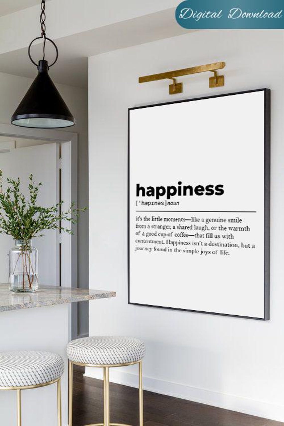 Happiness Dictionary Definition Poster Simple Joys Quote Home Decor - Image 2