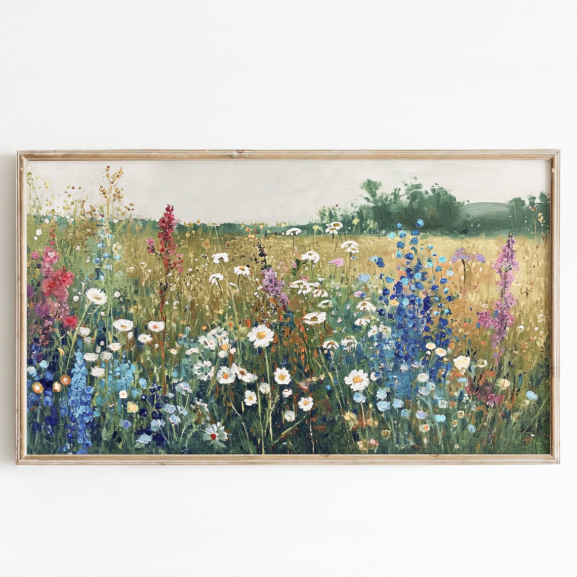 Colorful Wildflower Field Daisies Meadow Impressionist Poster - Image 4