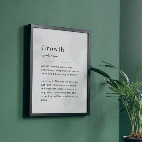Growth Definition Dictionary Style Motivational Self Improvement Poster