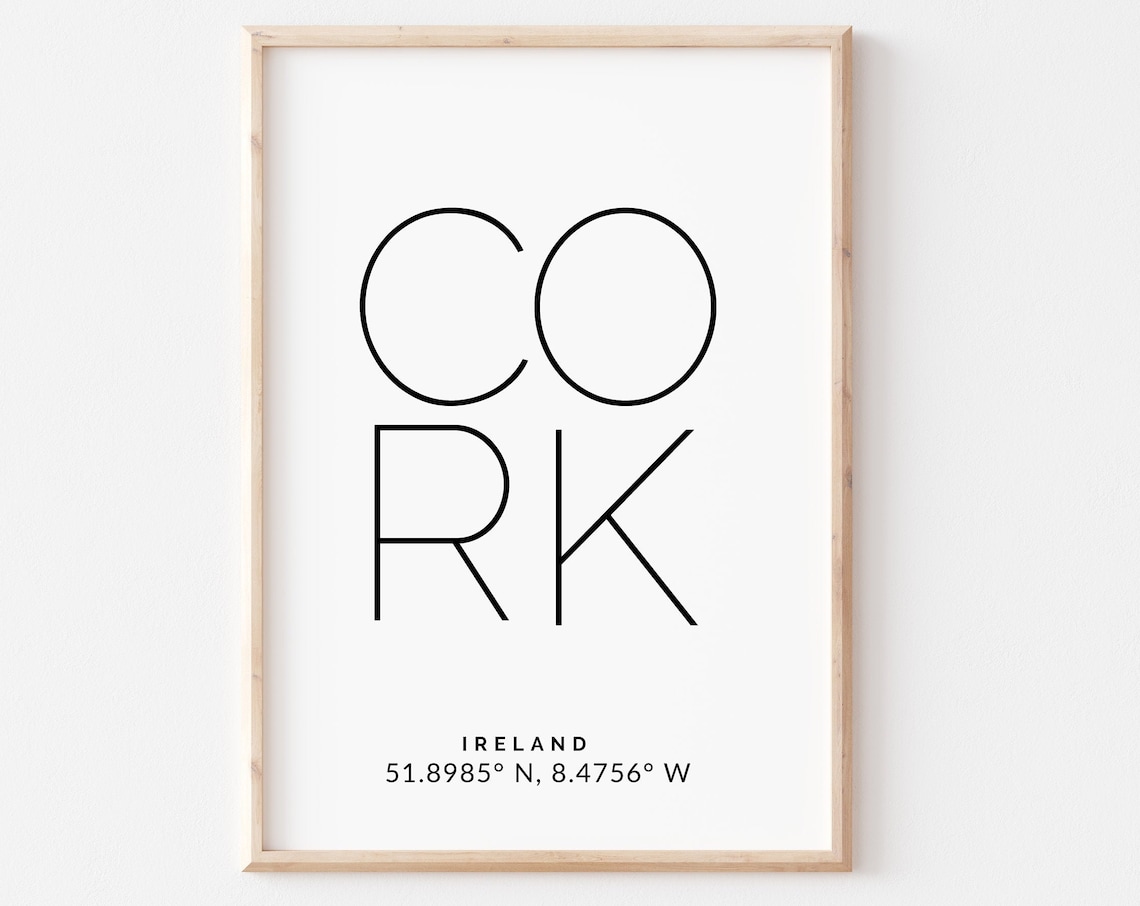 Cork Irish Wall Decor, Ireland Travel Poster