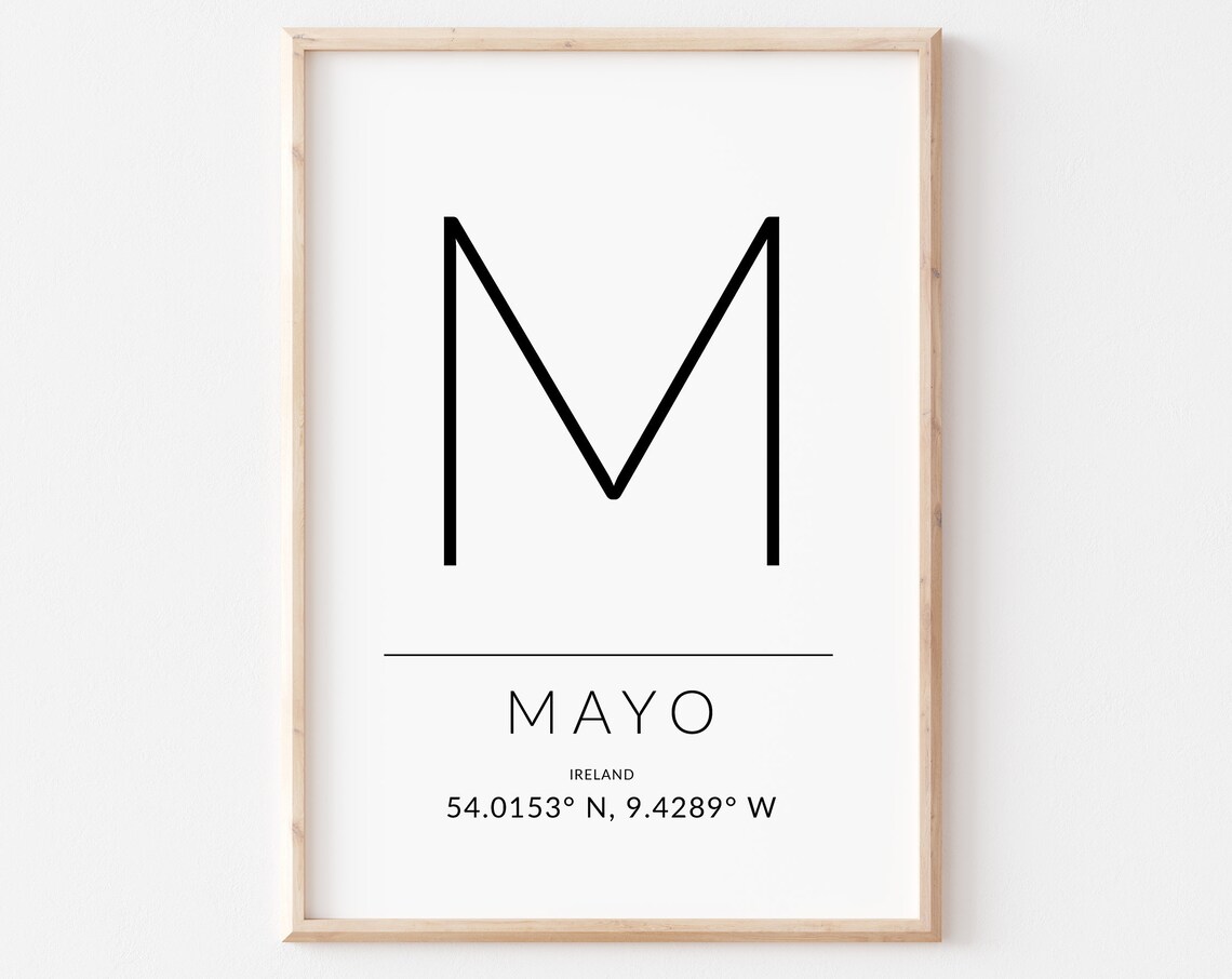 Mayo Ireland Travel Poster, GPS Coordinates Wall Art - Image 2