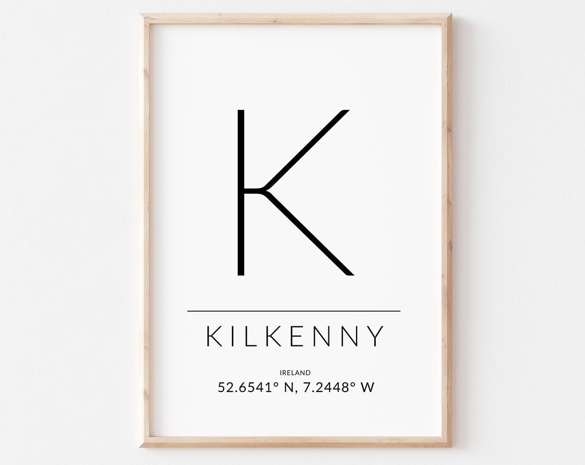 Kilkenny Ireland Monogram Letter K GPS Coordinates Travel Poster - Image 2