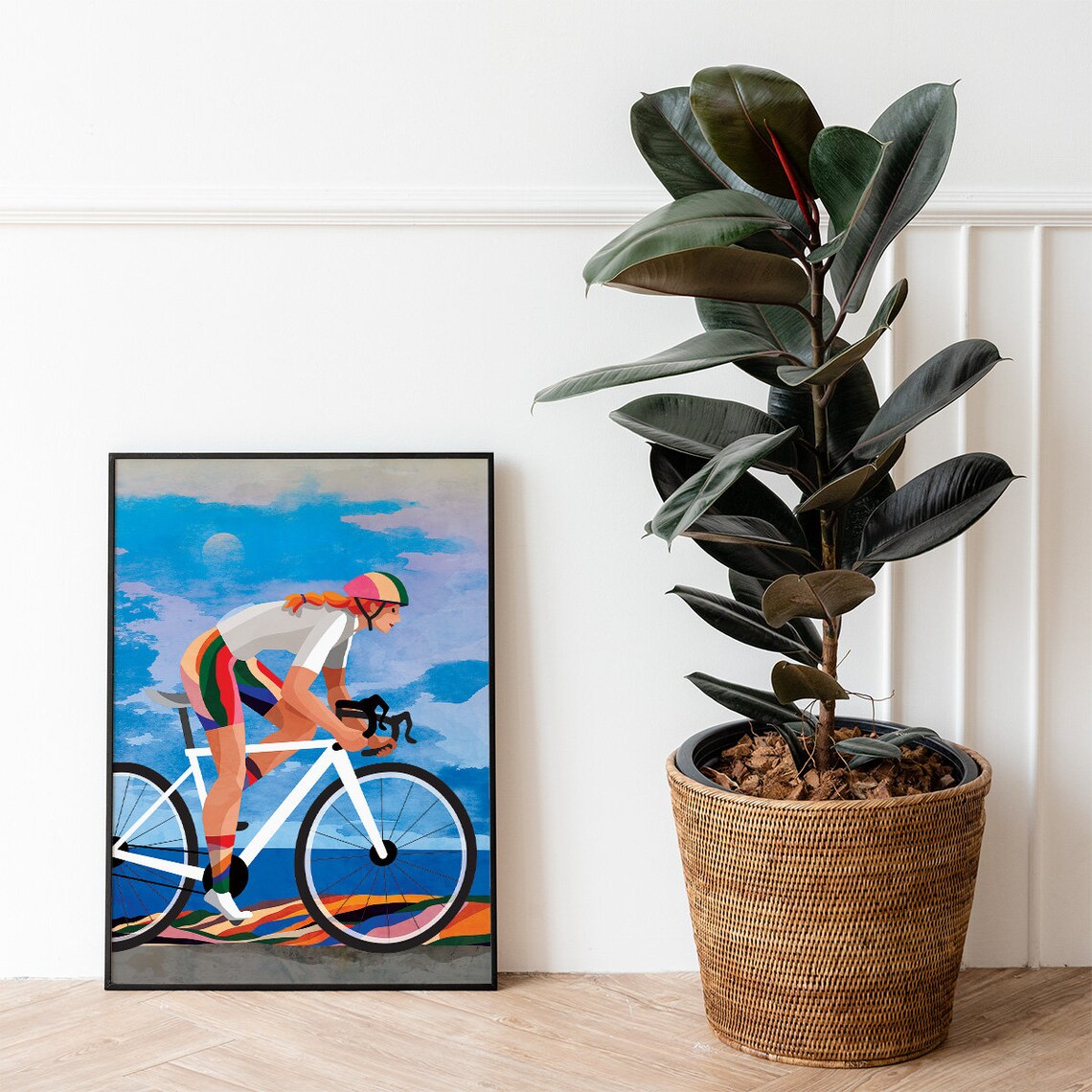 Woman Cyclist Cycling Art Print, Sports Wall Decor - Image 3