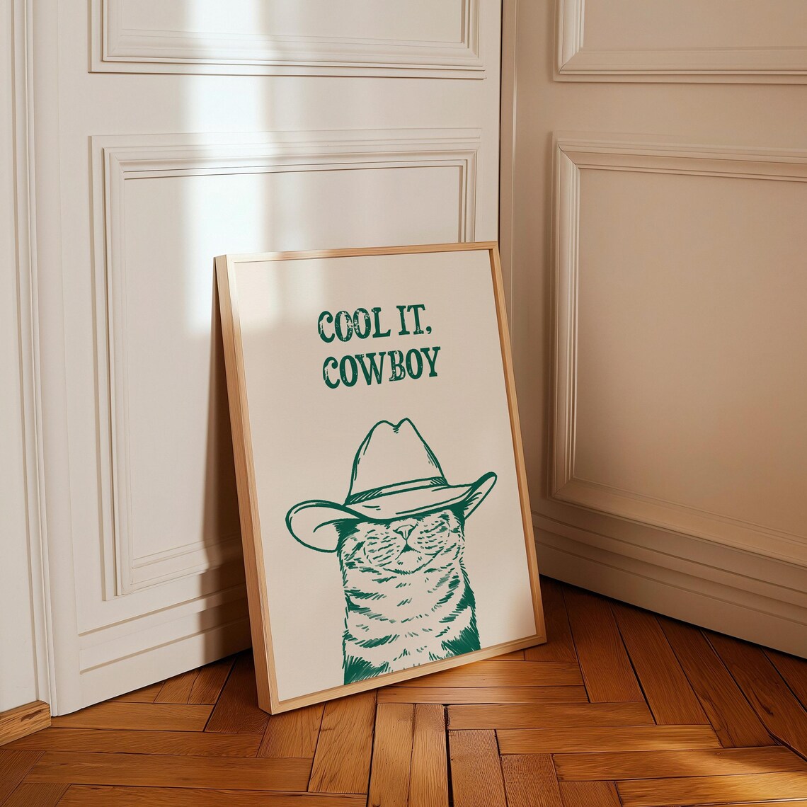 Cool It Cowboy Cat Vintage Art, Western Poster - Image 3