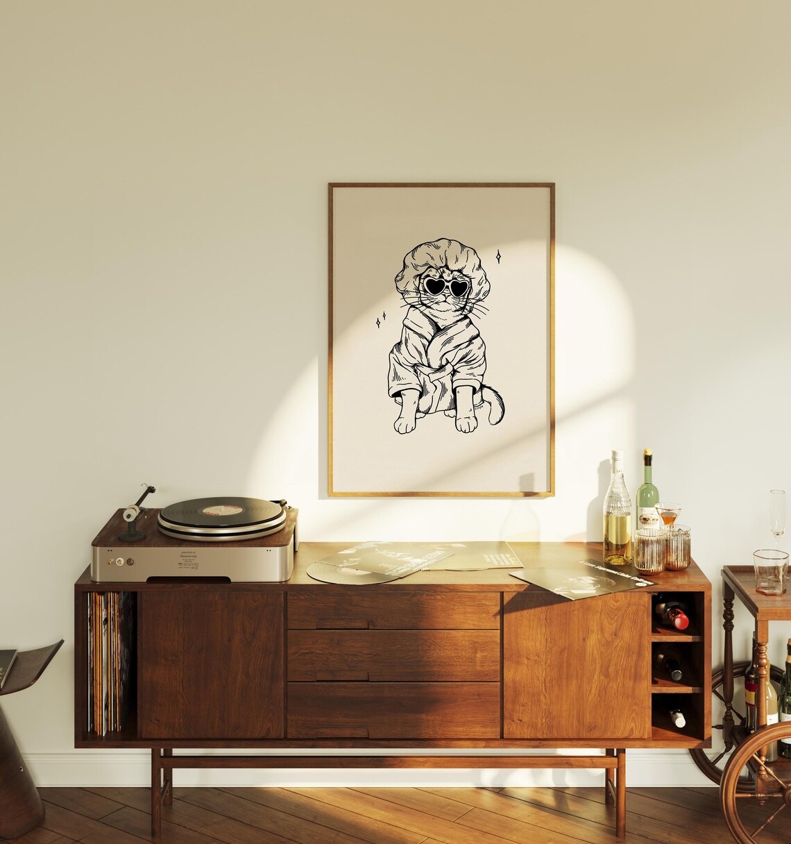 Cool Cat After Bath Retro Bathroom Art Print - Image 2