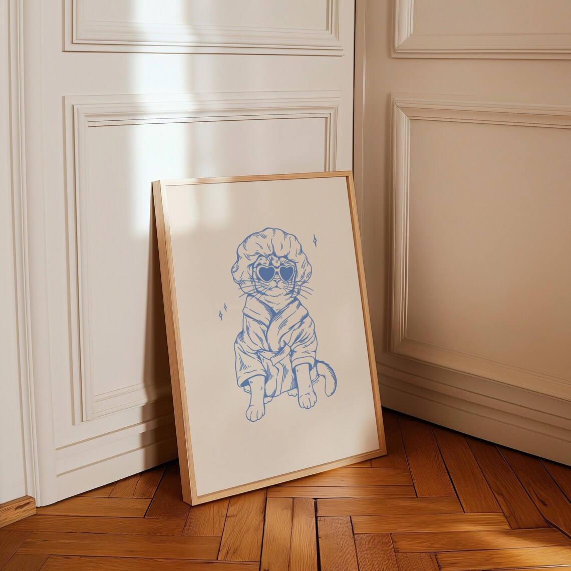 Cool Cat After Bath Blue Print Wall Art Print - Image 4