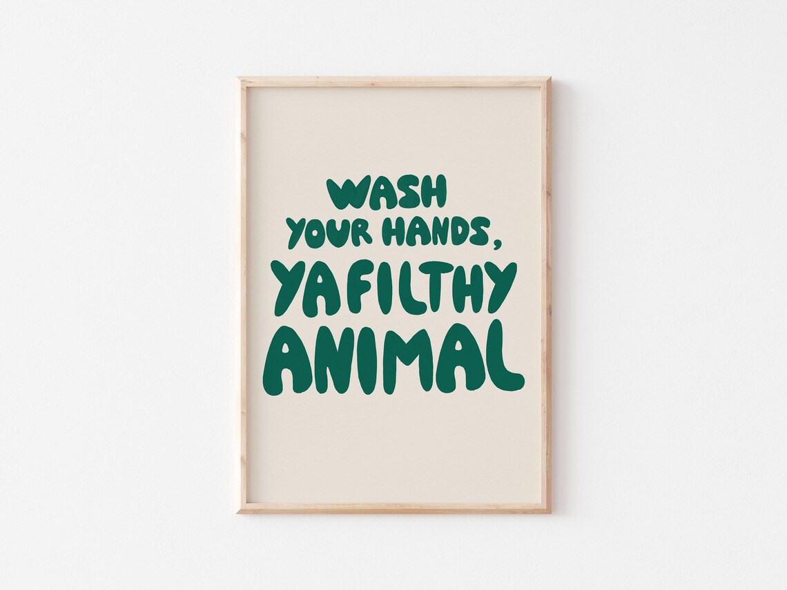 Wash Your Hands Retro Bathroom Art Print - Image 2