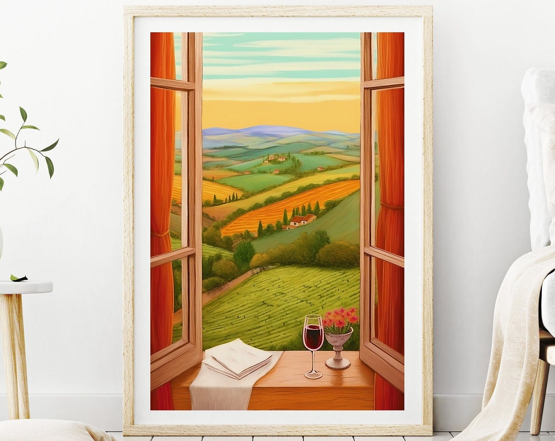 Tuscany Italy Illustration Tuscany Art Tuscany Travel Italy Art Italy Travel Travel Print Gift For Her