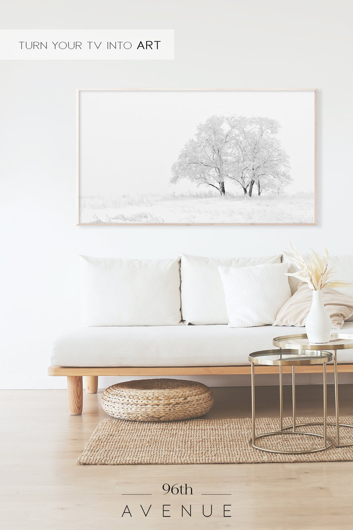 Frosty Winter Trees in White Snow Minimalist Photography Poster - Image 2